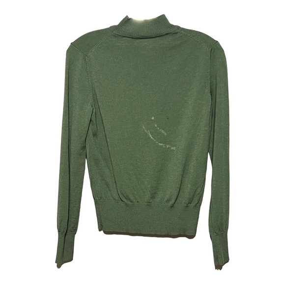 Kate Hill Mock Neck Sweater Green Lightweight Italian Merino Wool Preppy Small - Picture 7 of 9